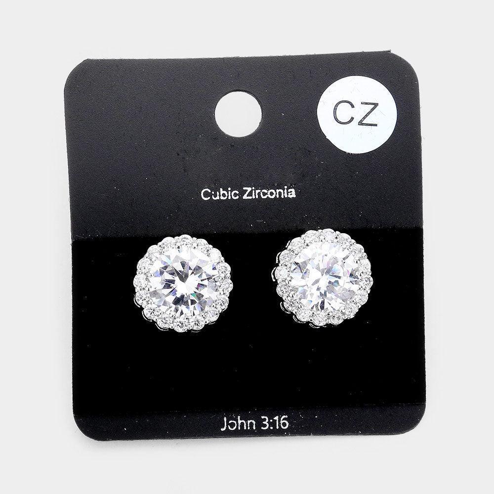 Clear Cubic Zirconia Crystal Rhinestone Round Stud Earrings - Jewelry Store by Erik Rayo