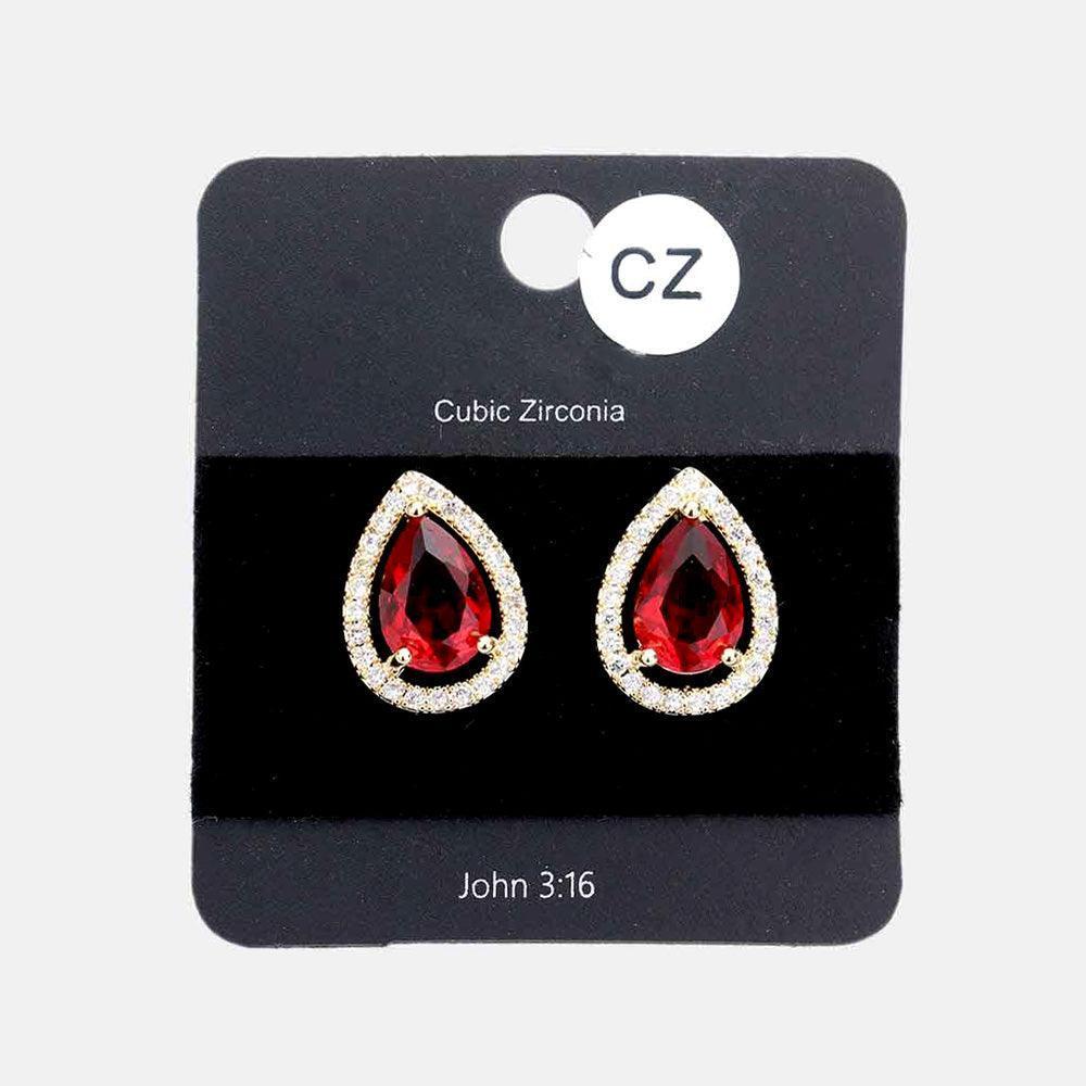 Cubic Zirconia Teardrop Crystal Stud Evening Earrings - Jewelry Store by Erik Rayo