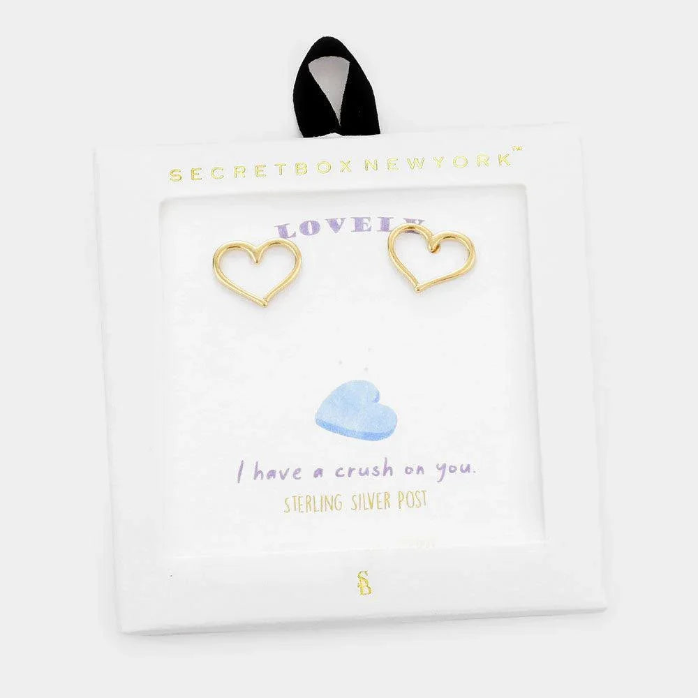 Silver Metal Open Heart Stud Earrings - Jewelry Store by Erik Rayo