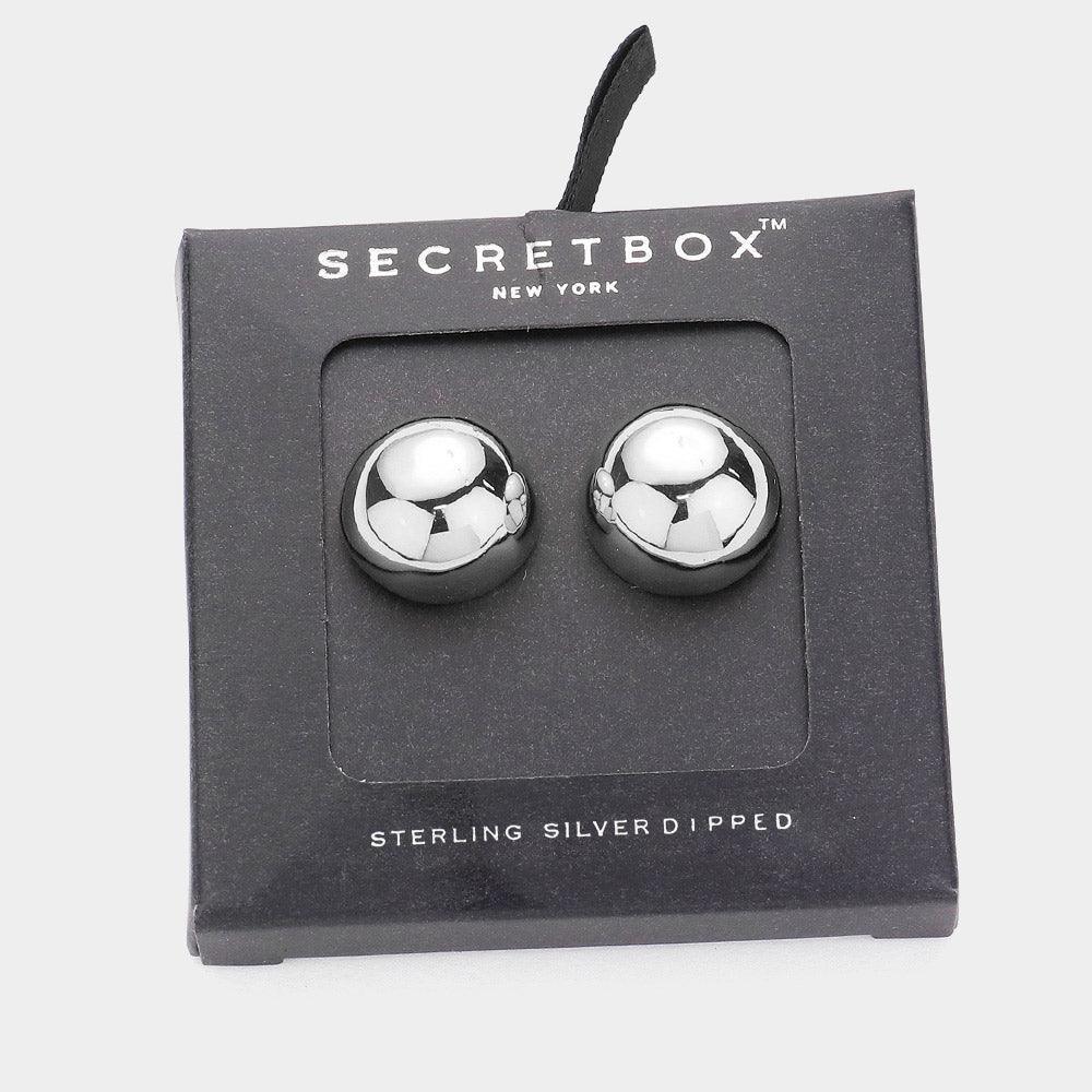 Silver Sterling Silver Dipped Metal Ball Stud Earrings - Jewelry Store by Erik Rayo