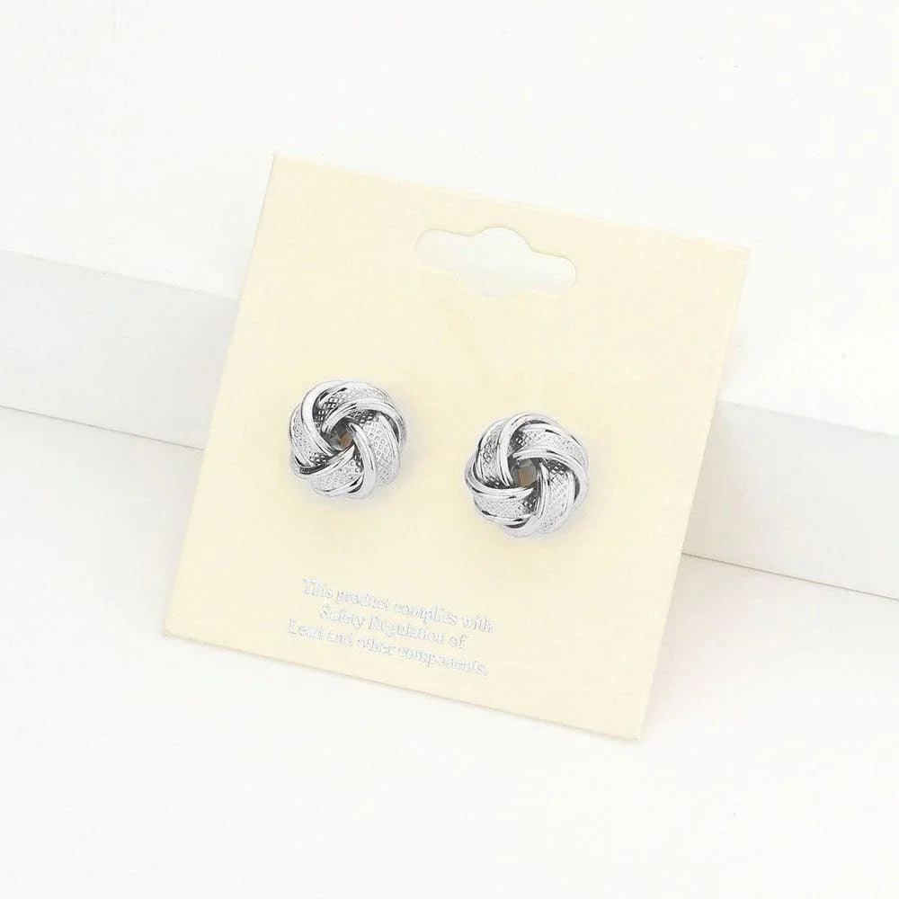 Textured Metal Love Knot Stud Earrings - Jewelry Store by Erik Rayo