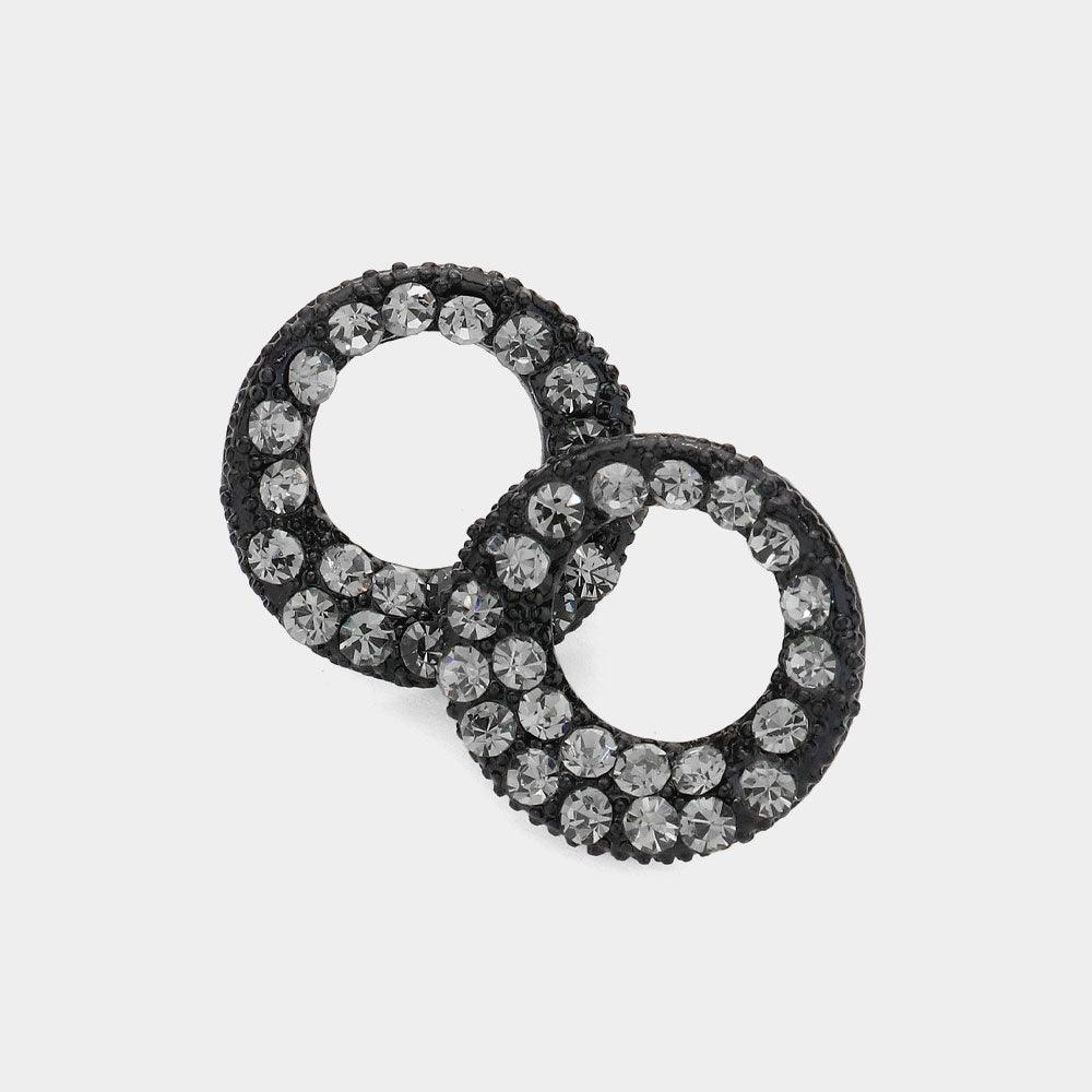 Black Crystal Paved Circle Stud Earrings - Jewelry Store by Erik Rayo