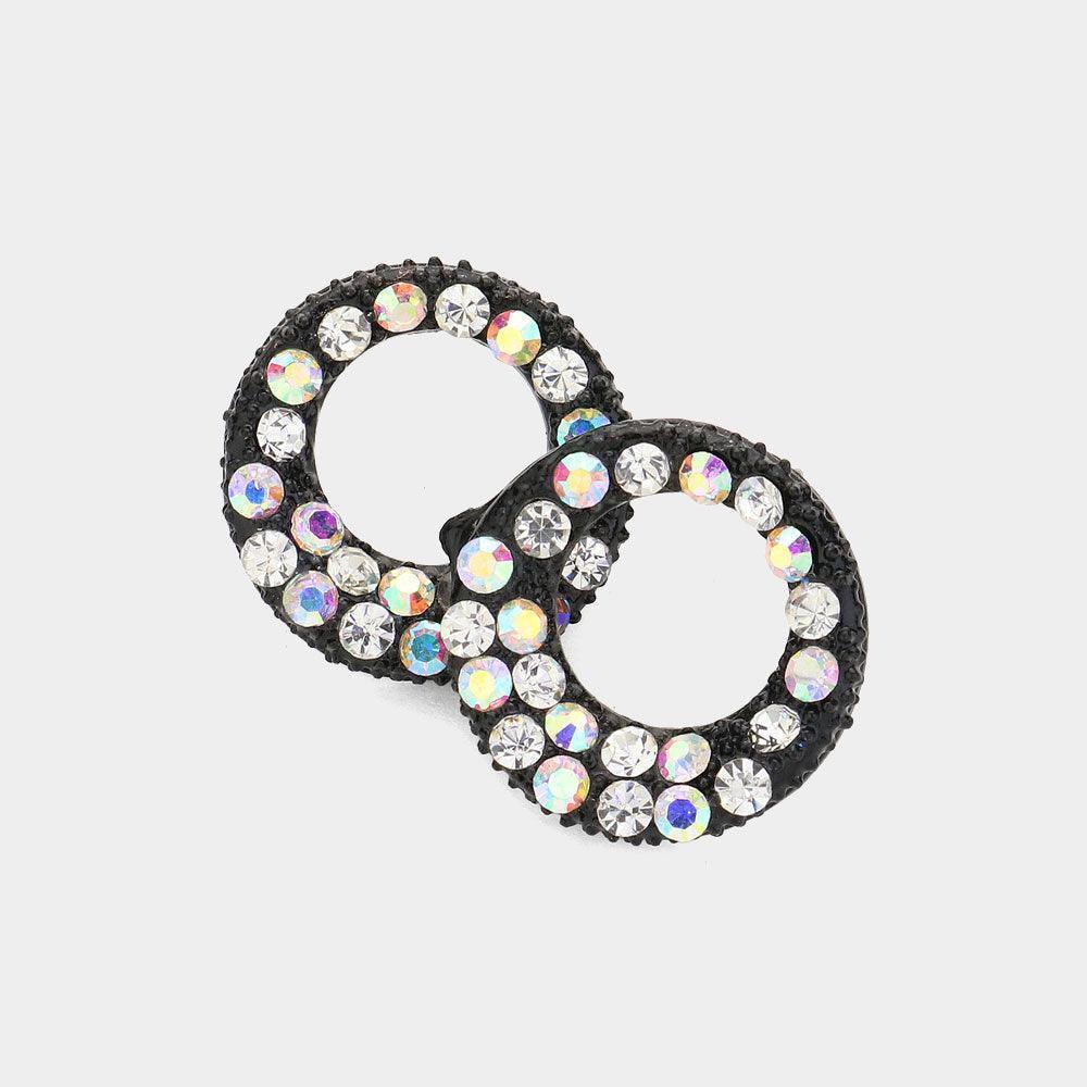Clear Crystal Paved Circle Stud Earrings - Jewelry Store by Erik Rayo
