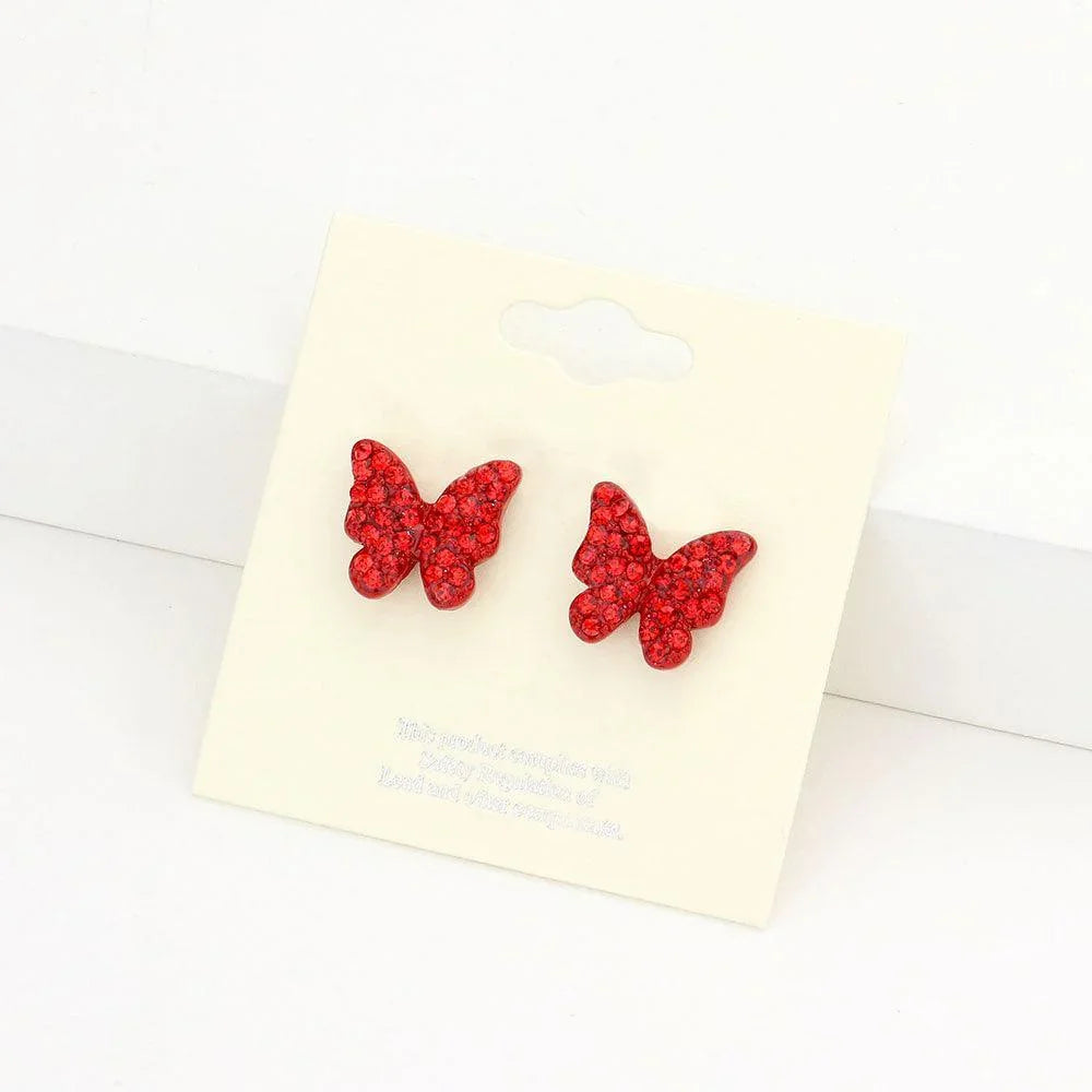 Rhinestone Pave Butterfly Stud Earrings - Jewelry Store by Erik Rayo