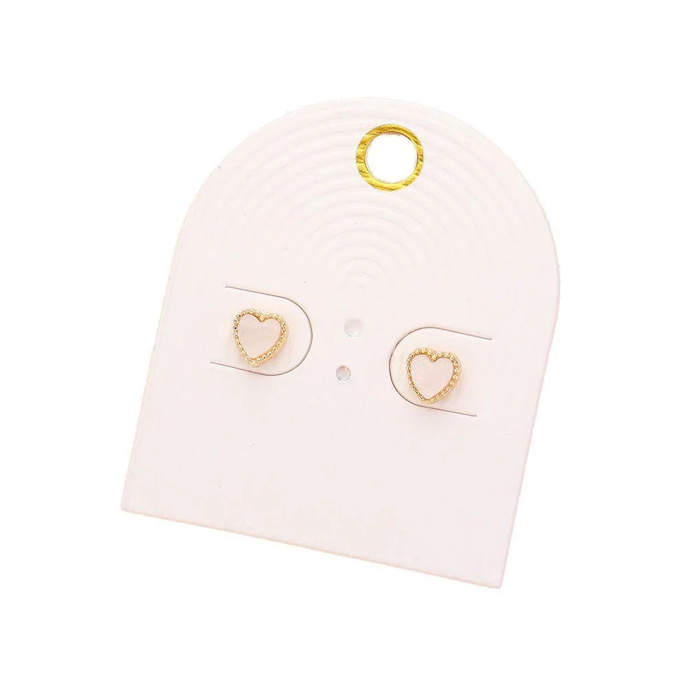 Cream Mother Of Pearl Heart Stud Earrings - Jewelry Store by Erik Rayo