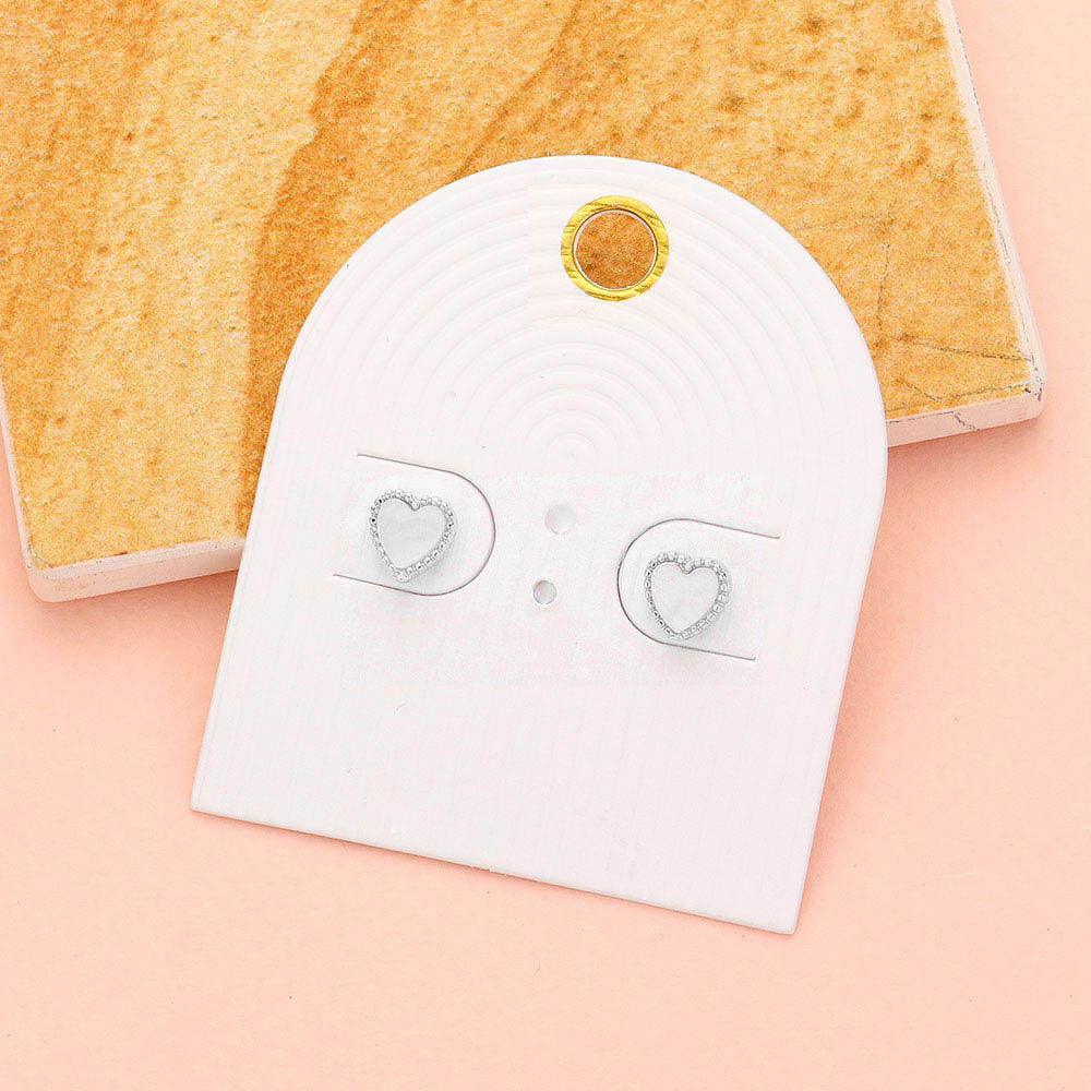 Cream Mother Of Pearl Heart Stud Earrings - Jewelry Store by Erik Rayo