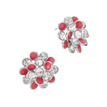 Load image into Gallery viewer, Fuchsia Crystal bubble flower stud earrings
