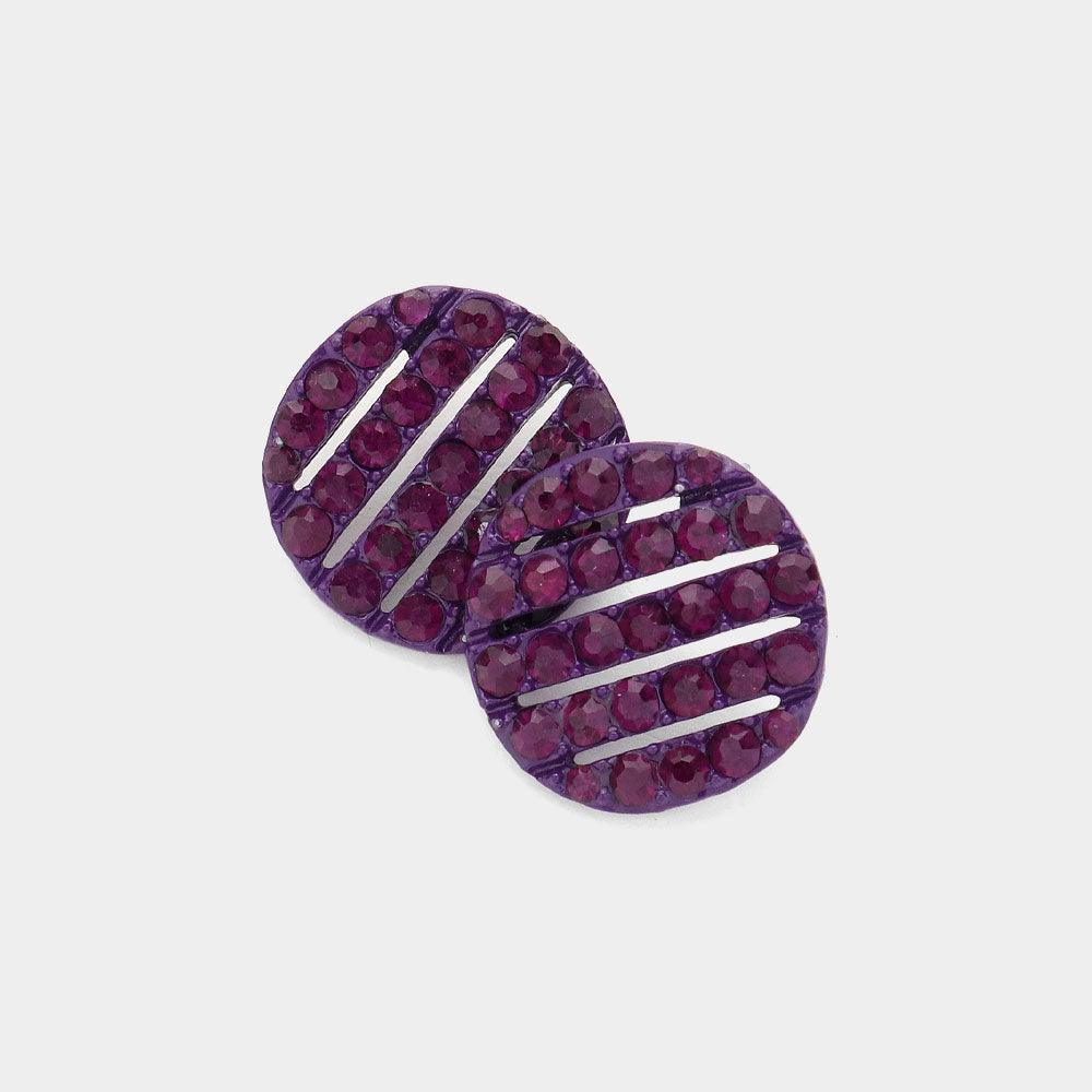 Amethyst Crystal Paved Circle Stud Earrings - Jewelry Store by Erik Rayo