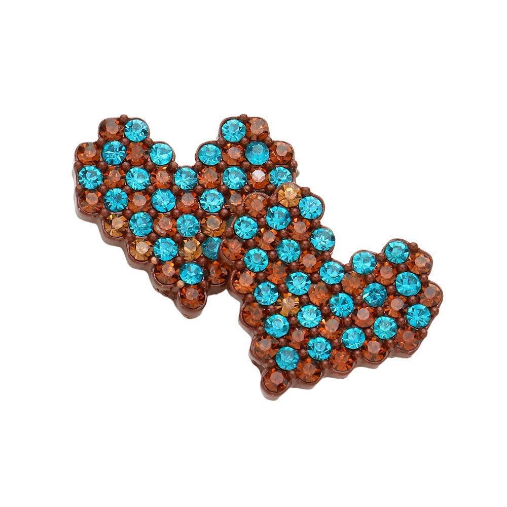 Blue Crystal pave heart stud earrings - Jewelry Store by Erik Rayo