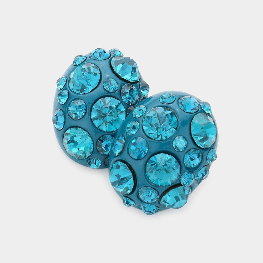 Blue Bubble Stone Cluster Stud Evening Earrings - Jewelry Store by Erik Rayo