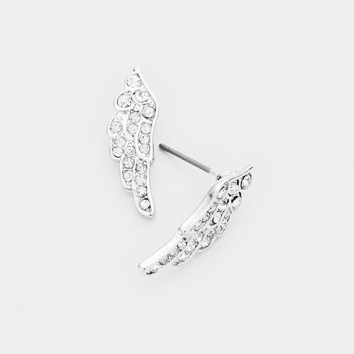 Clear Crystal Wing Stud Earrings - Jewelry Store by Erik Rayo