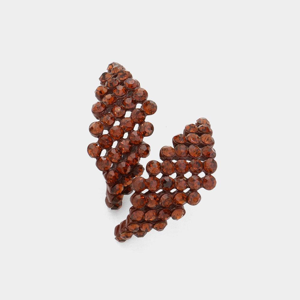 Brown Curved crystal stud earrings - Jewelry Store by Erik Rayo