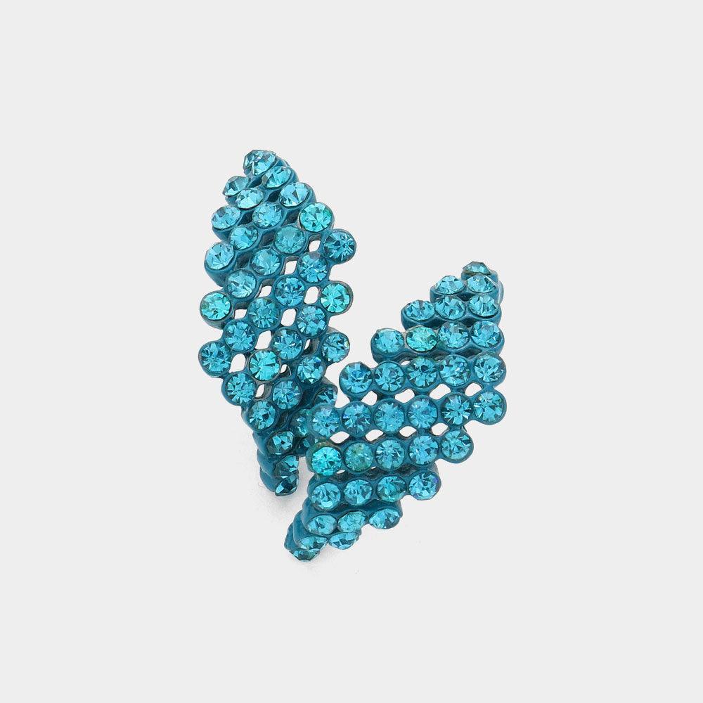Blue Curved Crystal Stud Earrings