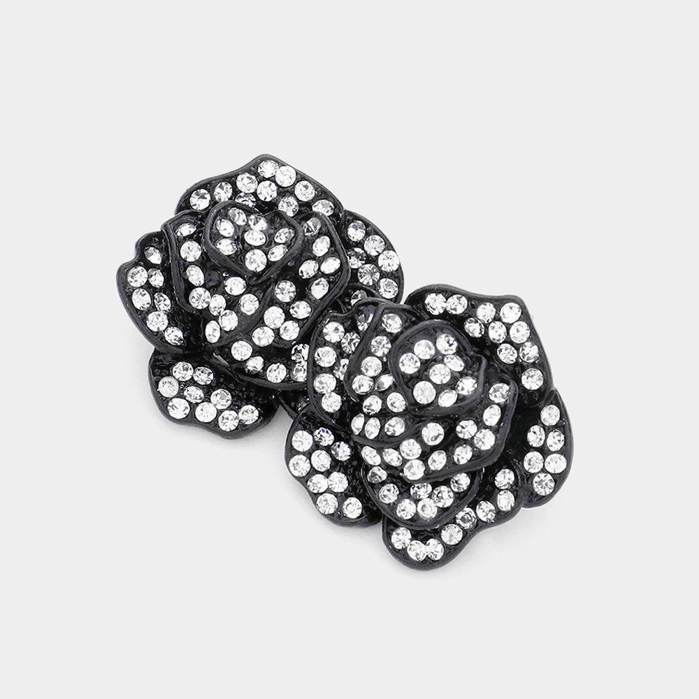 Clear Crystal Rose Stud Earrings - Jewelry Store by Erik Rayo