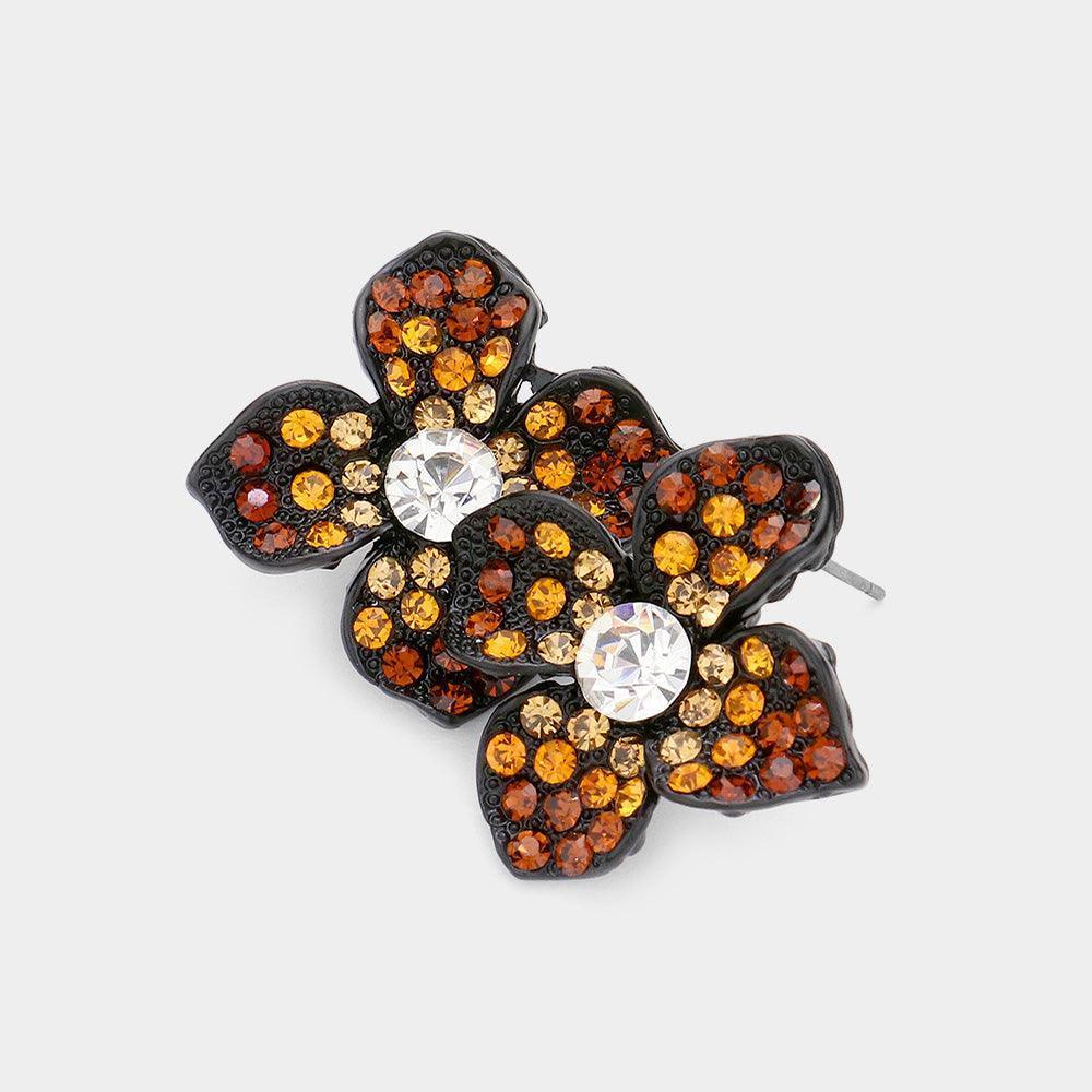 Clear Crystal Flower Stud Earrings - Jewelry Store by Erik Rayo