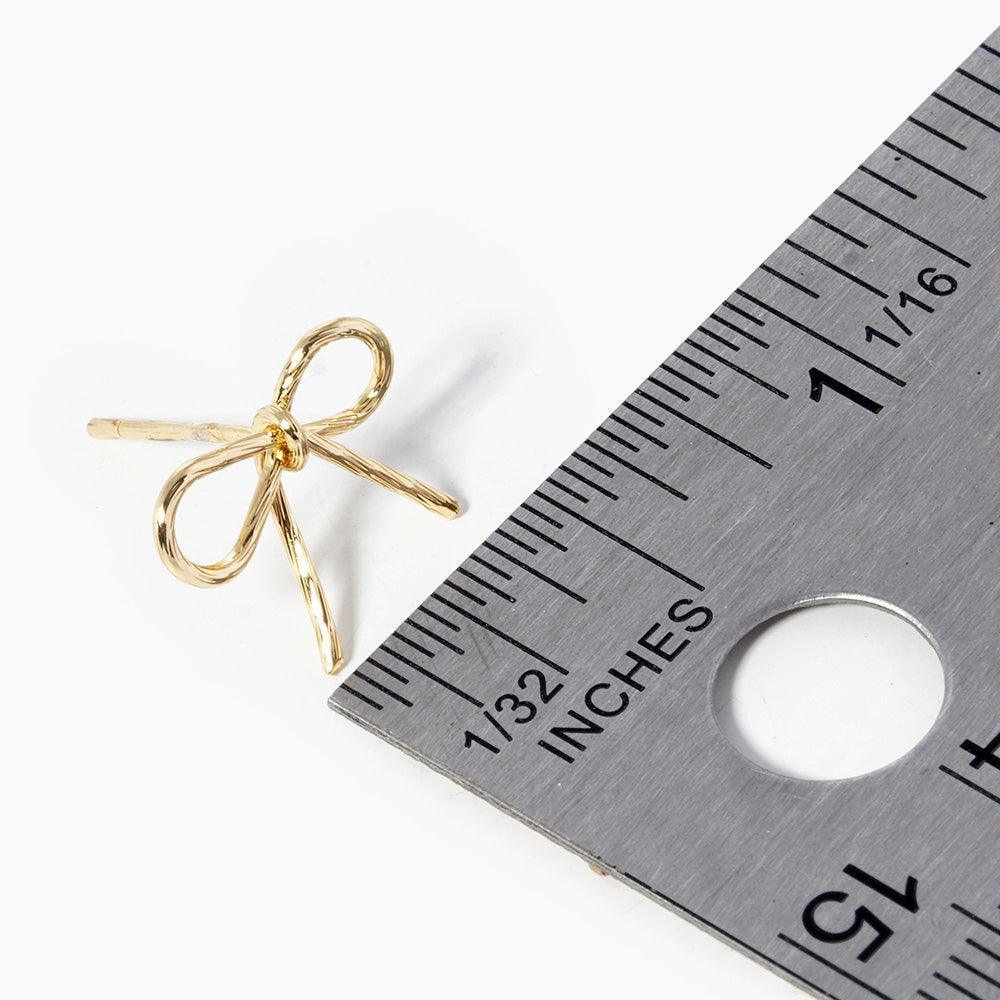 Silver 14K Gold Dipped Metal Wire Bow Stud Earrings - Jewelry Store by Erik Rayo