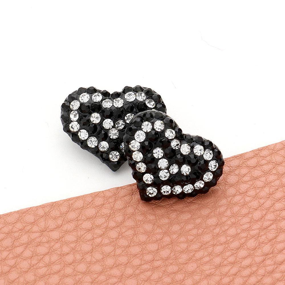 Clear Crystal Paved Heart Stud Earrings - Jewelry Store by Erik Rayo