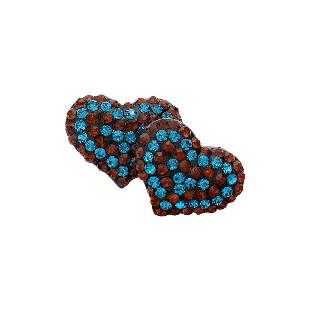 Blue Crystal Paved Heart Stud Earrings - Jewelry Store by Erik Rayo