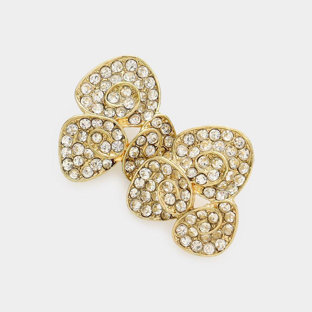 Gold Crystal petal stud earrings - Jewelry Store by Erik Rayo