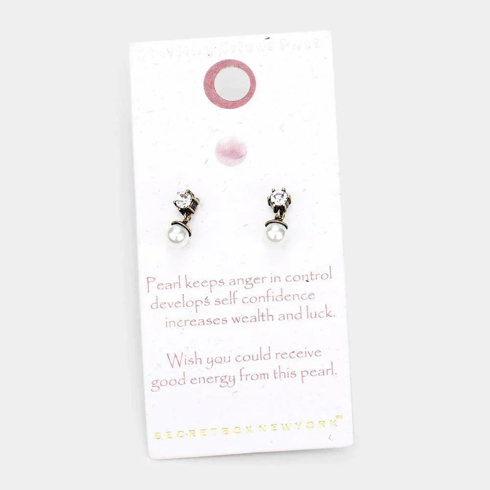 Silver Sterling Silver Post Pearl Stud Earrings - Jewelry Store by Erik Rayo