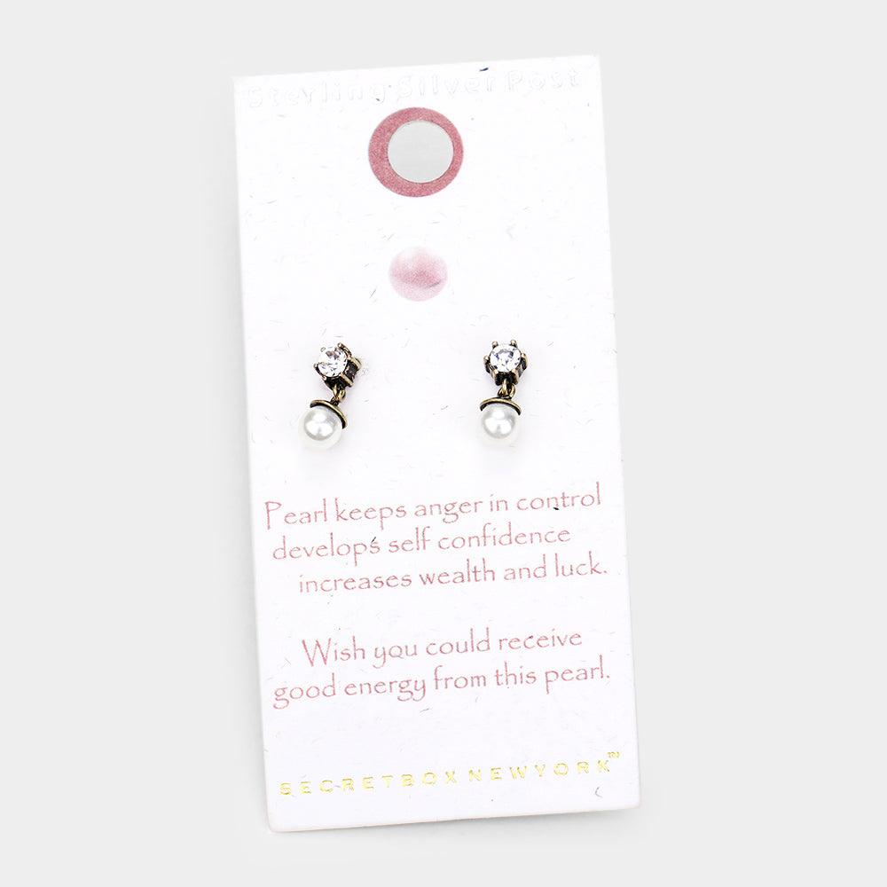 Silver  Sterling Silver Post Pearl Stud Earrings