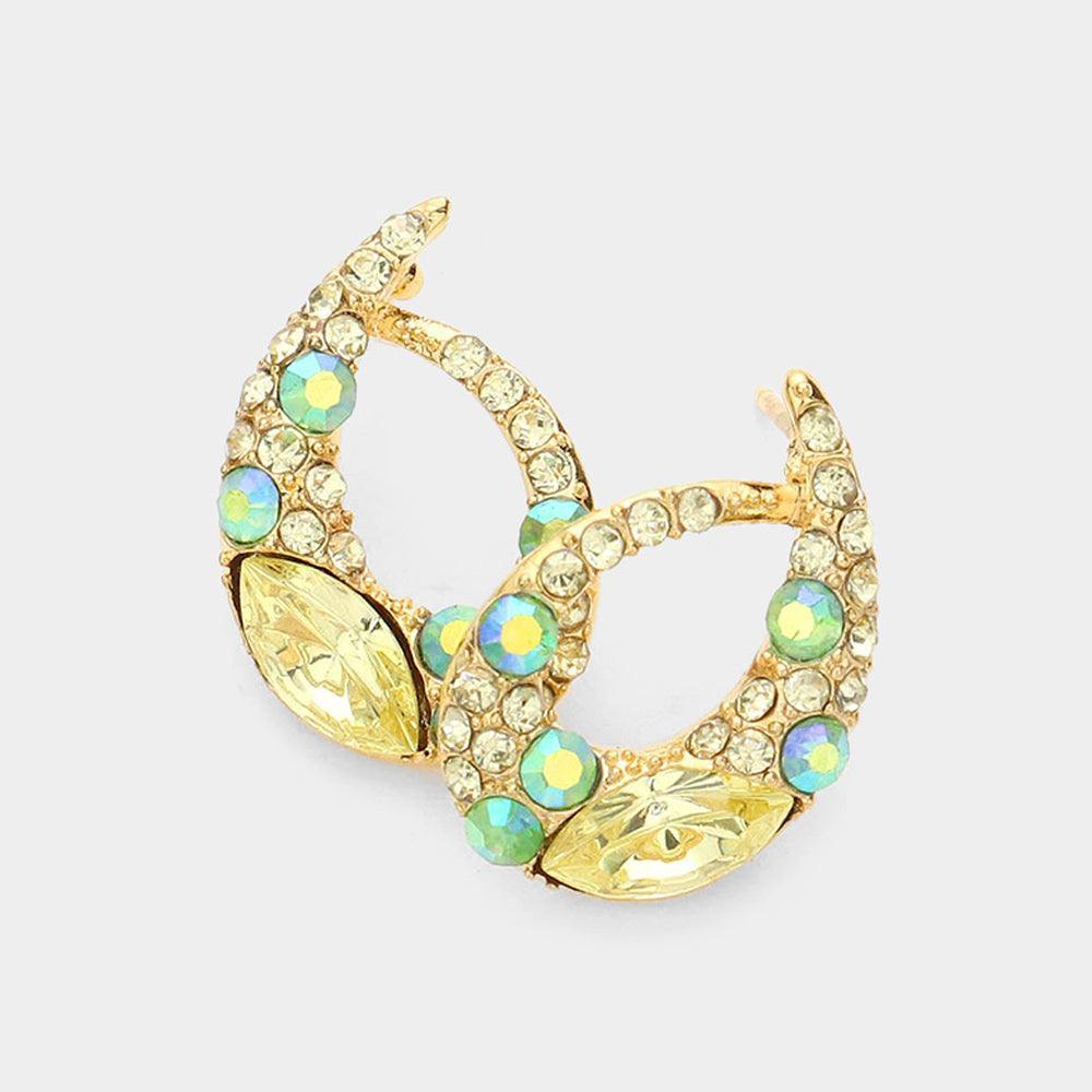 Yellow Marquise Stone Accented Stud Evening Earrings - Jewelry Store by Erik Rayo