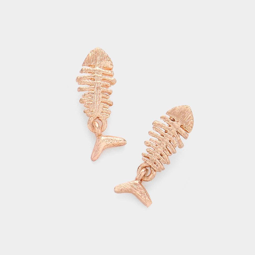 Silver Metal Fishbone Sterling Silver Post Stud Earrings - Jewelry Store by Erik Rayo