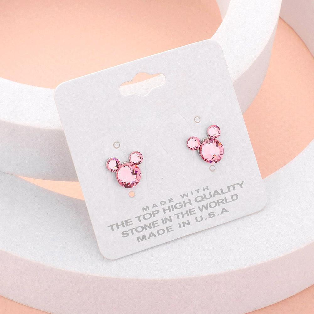 Pink Mouse Character Stud Earrings - Jewelry Store by Erik Rayo