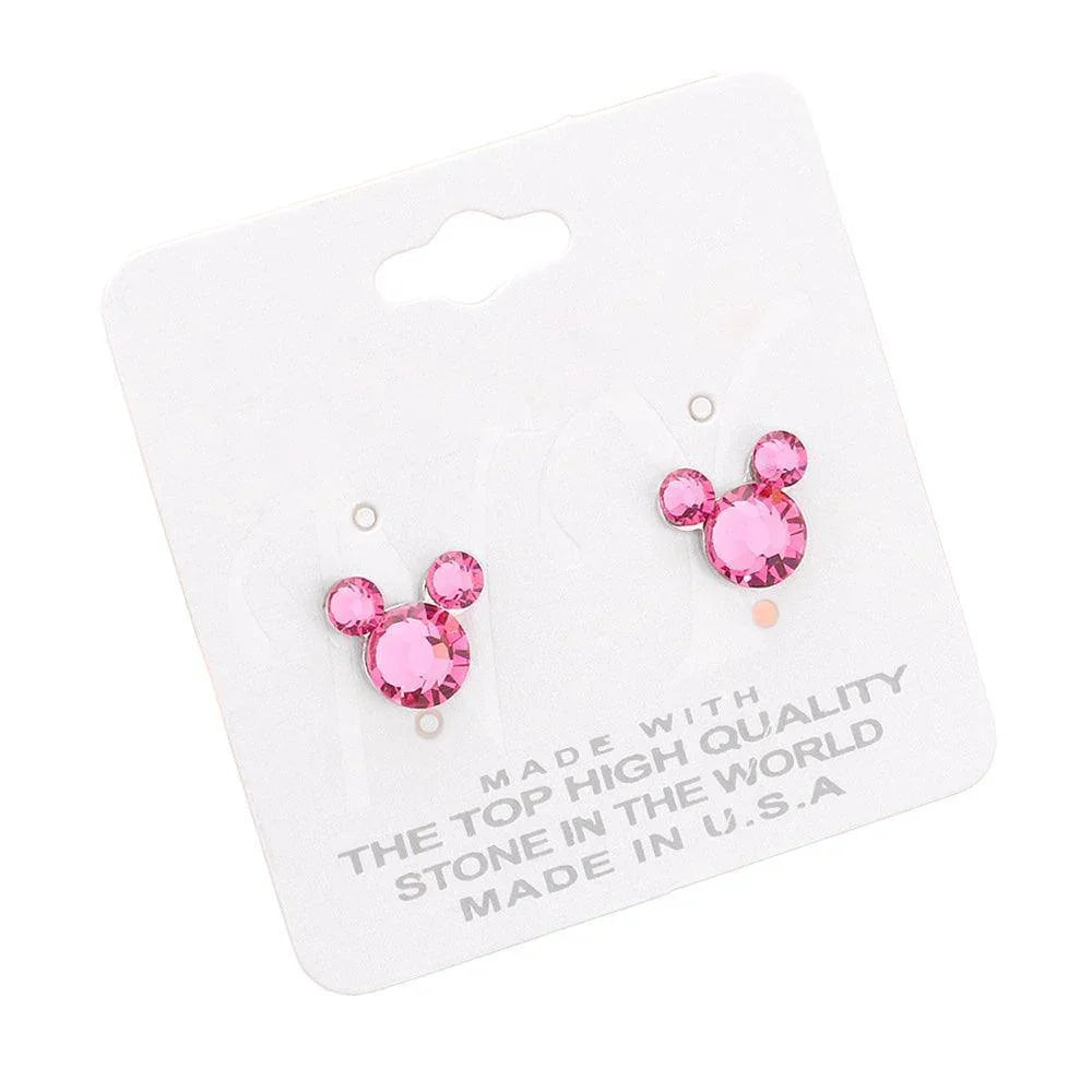 Pink Mouse Character Stud Earrings - Jewelry Store by Erik Rayo