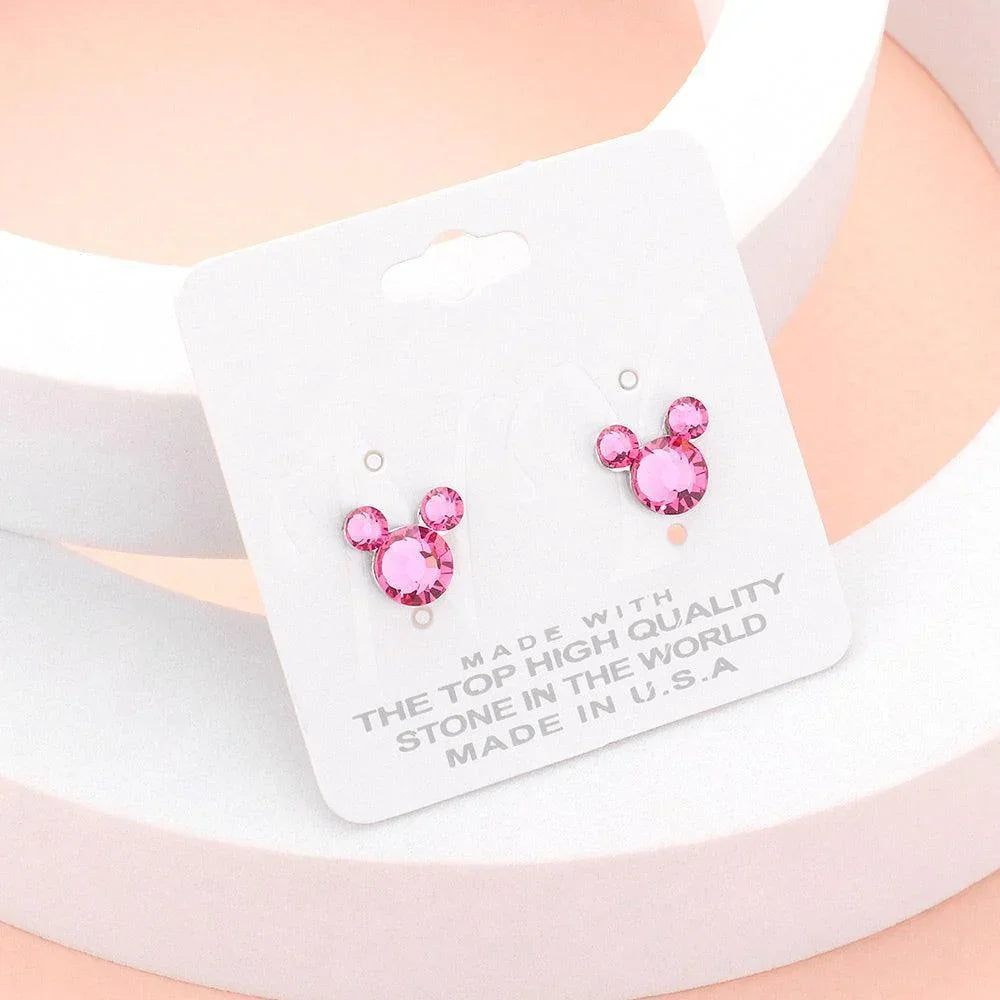 Pink Mouse Character Stud Earrings - Jewelry Store by Erik Rayo