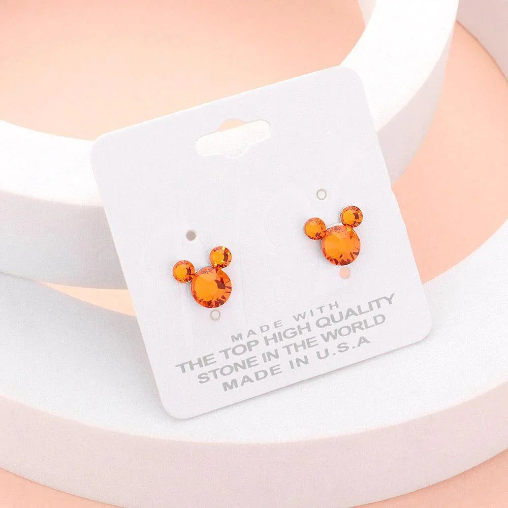 Orange Mouse Character Stud Earrings - Jewelry Store by Erik Rayo