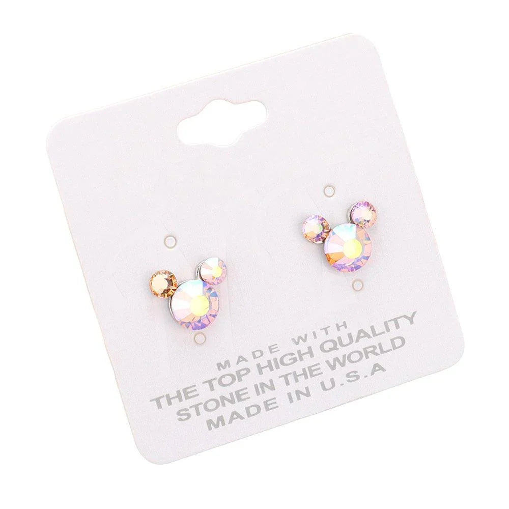 Pink Mouse Character Stud Earrings - Jewelry Store by Erik Rayo
