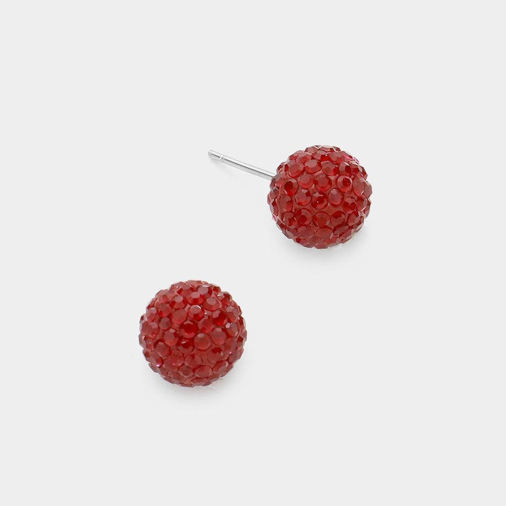 Red Resin Disco Ball Stud Earrings - Jewelry Store by Erik Rayo