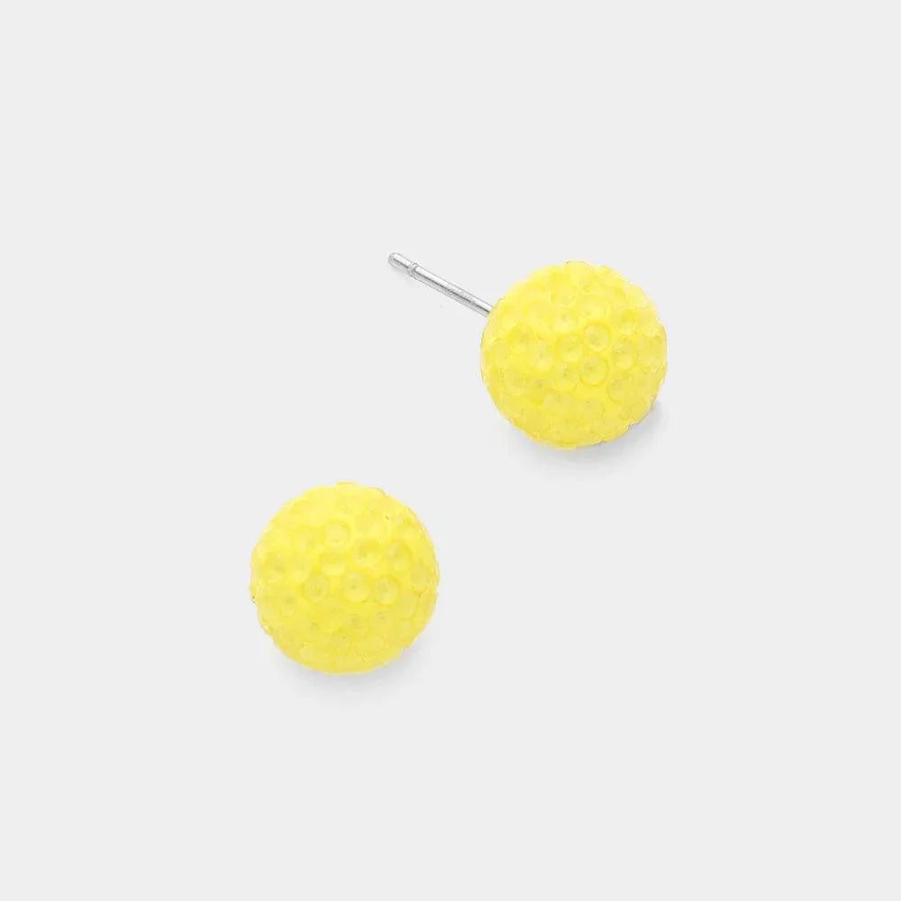 Yellow Resin Disco Ball Stud Earrings - Jewelry Store by Erik Rayo