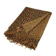 Load image into Gallery viewer, Brown Leopard Print Pashmina Scarf Shawl
