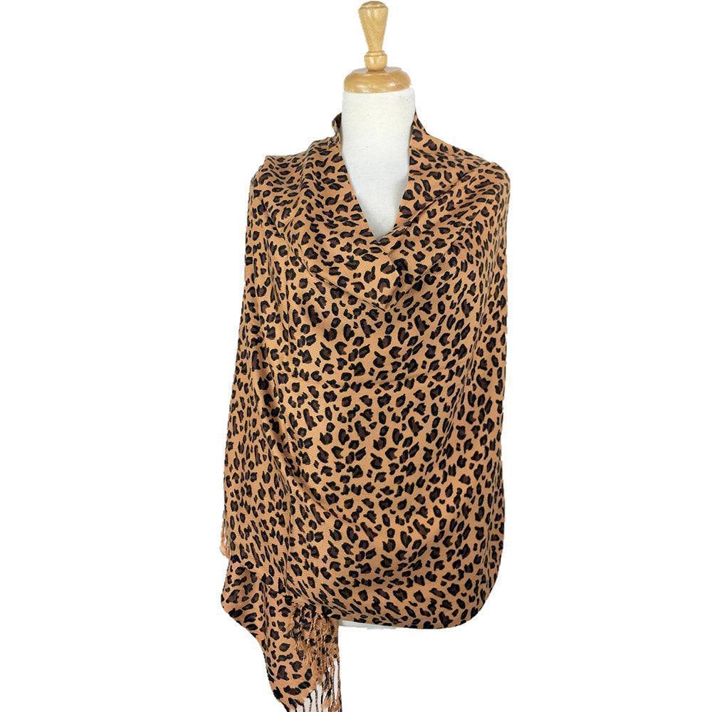 Brown Leopard Print Pashmina Scarf Shawl - Jewelry Store by Erik Rayo