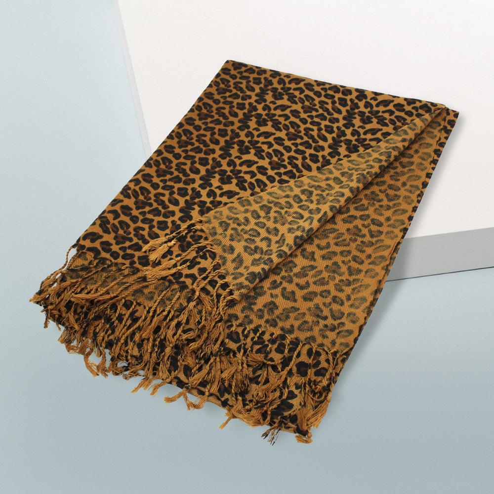 Brown Leopard Print Pashmina Scarf Shawl