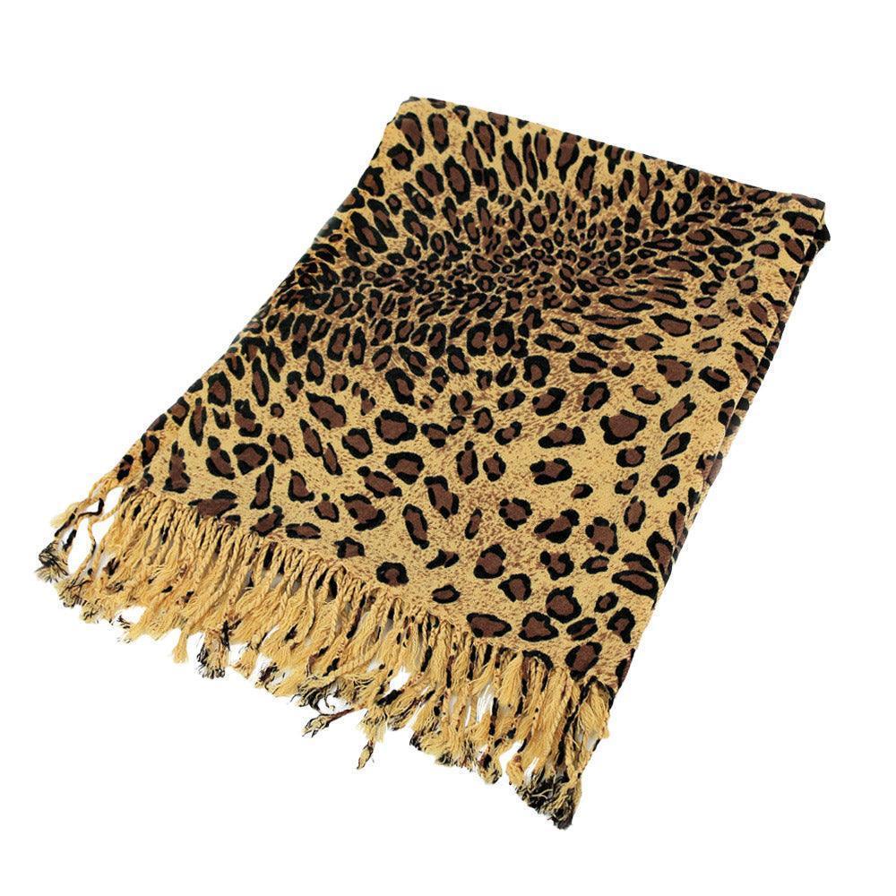 Tan Leopard Print Pashmina Scarf Shawl - Jewelry Store by Erik Rayo