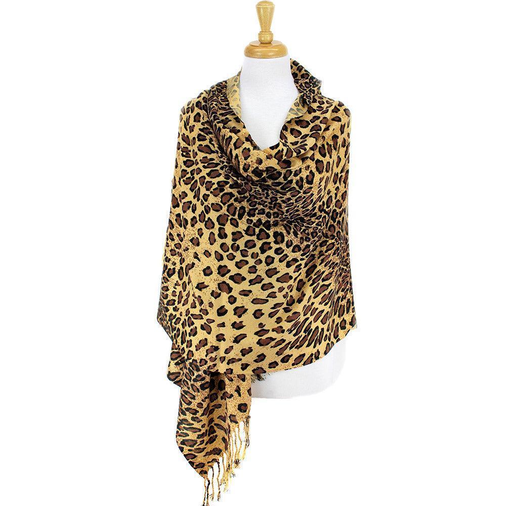 Tan Leopard Print Pashmina Scarf Shawl - Jewelry Store by Erik Rayo
