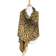 Load image into Gallery viewer, Tan Leopard Print Pashmina Scarf Shawl
