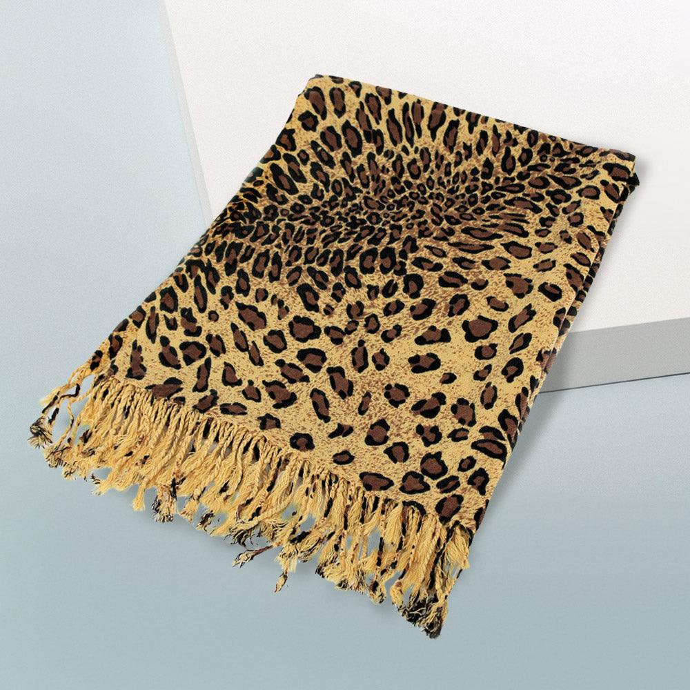 Tan Leopard Print Pashmina Scarf Shawl