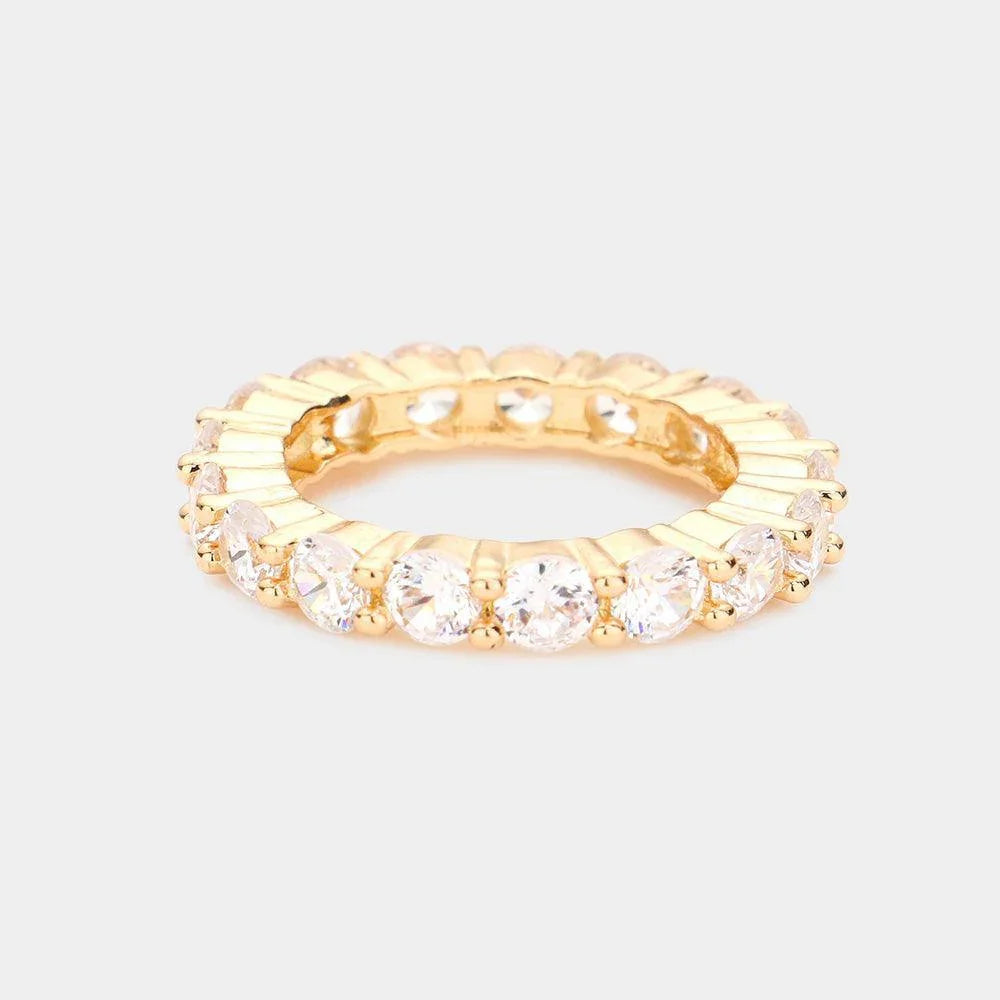 Gold CZ Round Accented Band Ring - Jewelry Store by Erik Rayo