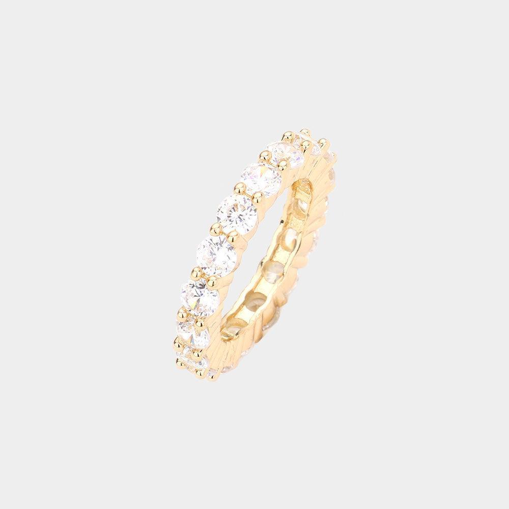 Gold CZ Round Accented Band Ring - Jewelry Store by Erik Rayo