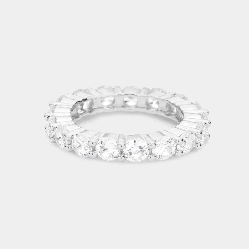 Silver CZ Round Accented Band Ring - Jewelry Store by Erik Rayo