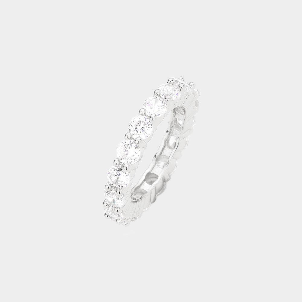 Silver CZ Round Accented Band Ring - Jewelry Store by Erik Rayo