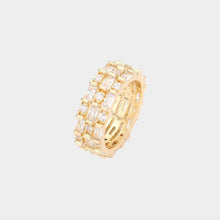 Load image into Gallery viewer, Gold CZ Round Emerald Cut Stone Round Ring
