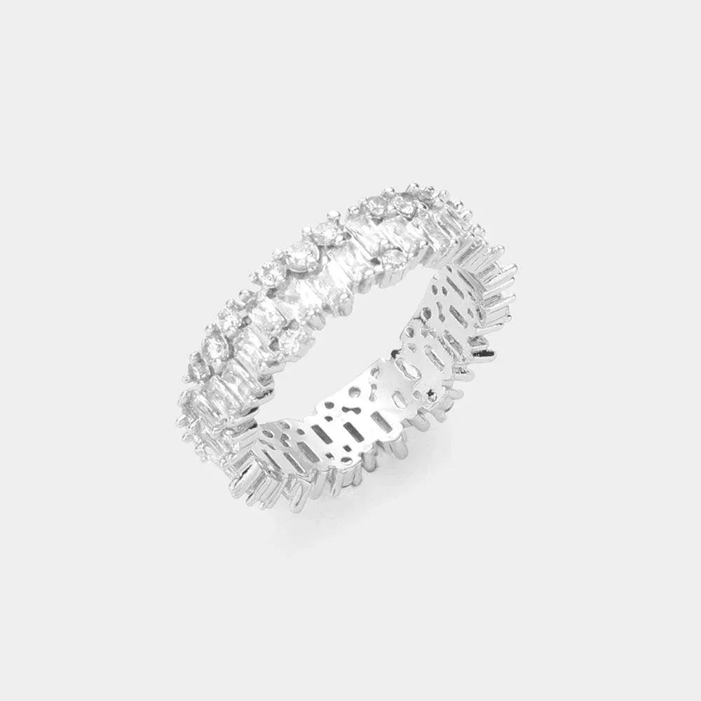 Baguette Round CZ Stone Eternity Ring - Jewelry Store by Erik Rayo