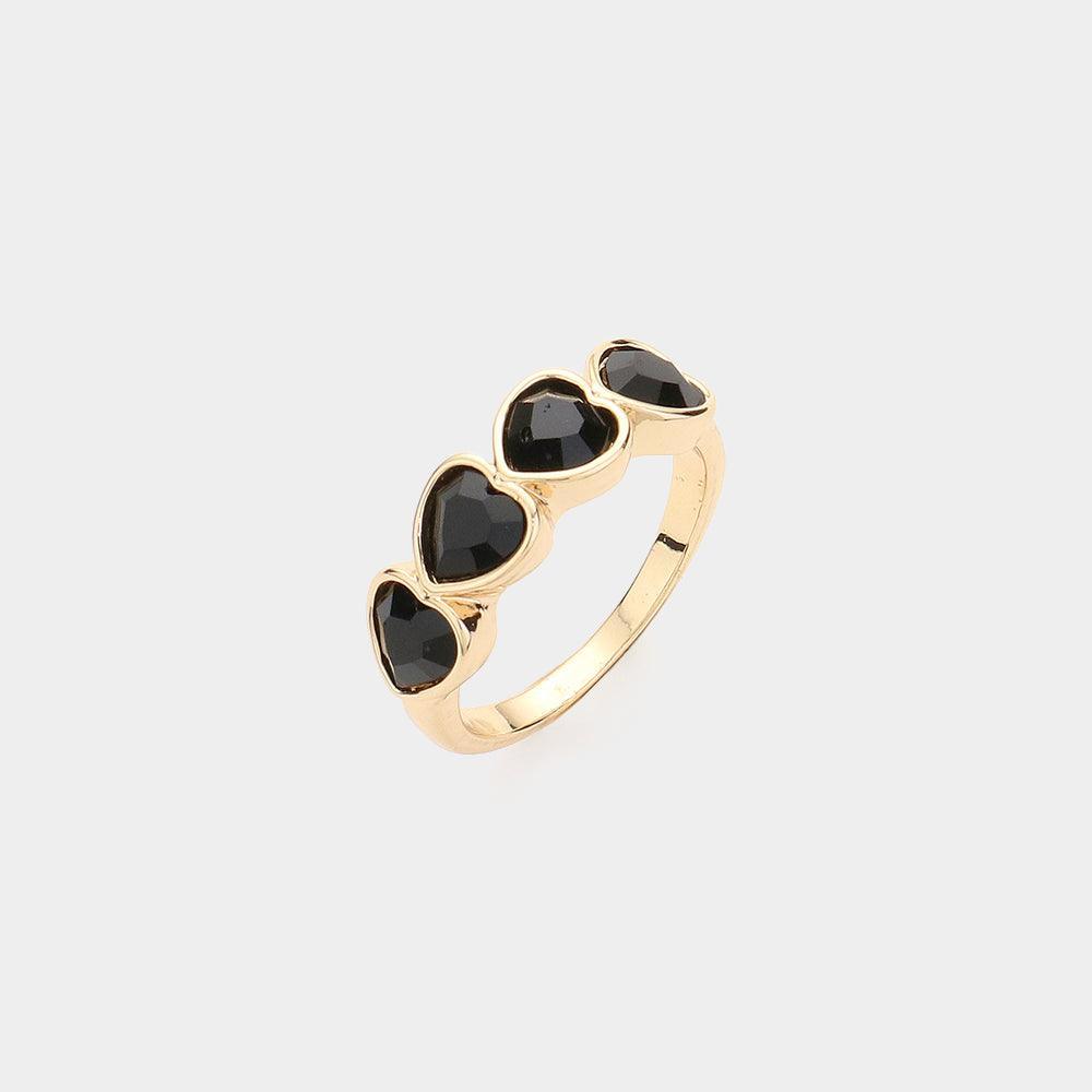 Black Heart Stone Cluster Ring