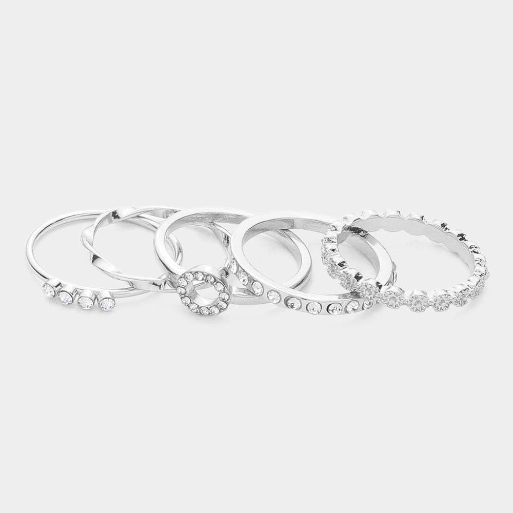 5PCS - Rhinestone Embellished Rings - Jewelry Store by Erik Rayo