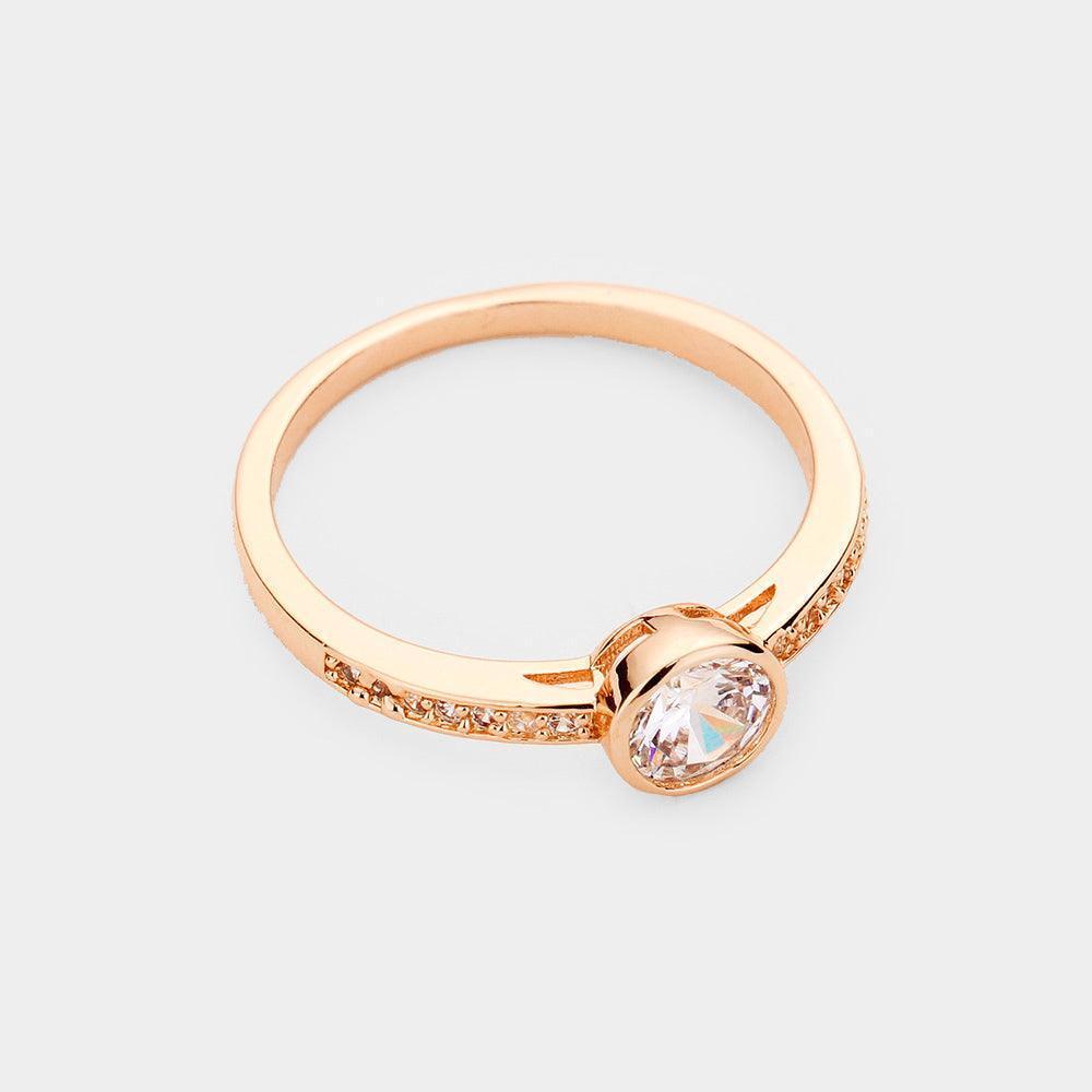 Rose Gold Rose Gold Plated Round CZ Ring - Jewelry Store by Erik Rayo